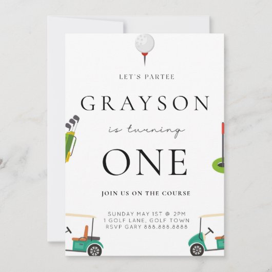Golf Birthday Par T-shirt Invitation Kaart (Voorkant)