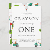 Golf Birthday Par T-shirt Invitation Kaart (Voorkant / Achterkant)