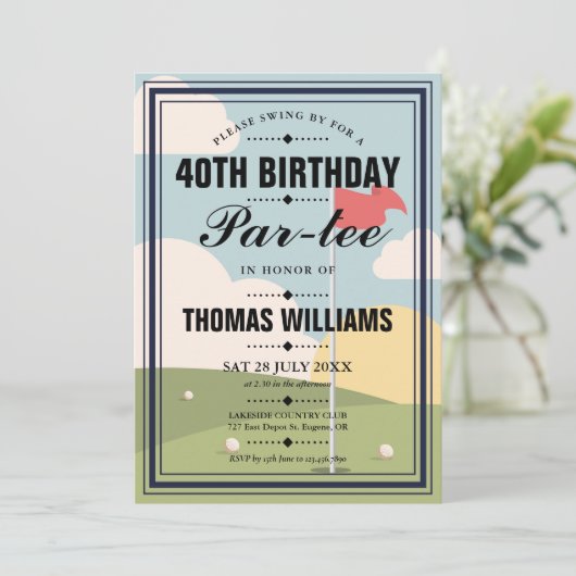 Golf Birthday Partee Party Kaart (Staand voorkant)