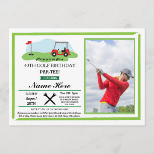 Golf Birthday Party Any Age 40th 50th Photo Invite Kaart