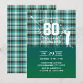 Golf Birthday Party Green Gingham Pattern Kaart (Voorkant / Achterkant)
