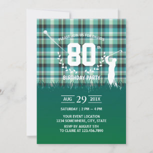 Golf Birthday Party Green Gingham Pattern Kaart