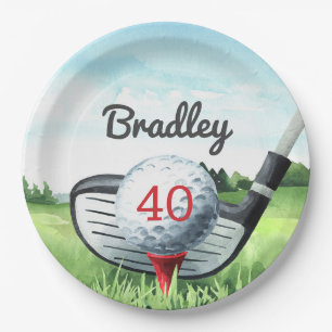 Golf Birthday party, ik laat het T-shirt van Par.  Papieren Bordje