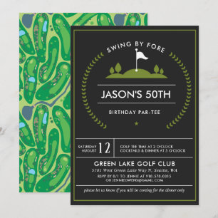 Golf Birthday Party Invitation Kaart
