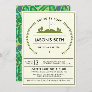 Golf Birthday Party Invitation Kaart