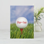 Golf Birthday Party Invitation Kaart (Staand voorkant)