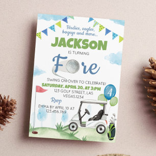 Golf Birthday Party Invitation Kaart