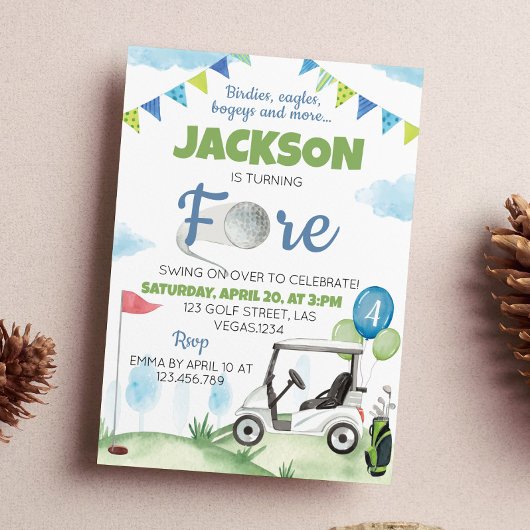 Golf Birthday Party Invitation Kaart