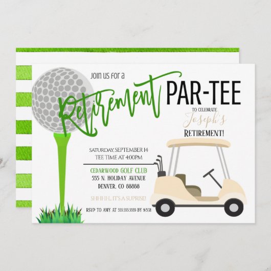 Golf Birthday Party Invitation Kaart (Voorkant / Achterkant)