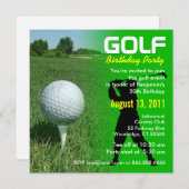 Golf Birthday Party Invitation Kaart (Voorkant / Achterkant)