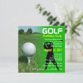 Golf Birthday Party Invitation Kaart (Staand voorkant)