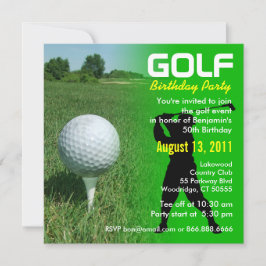 Golf Birthday Party Invitation Kaart