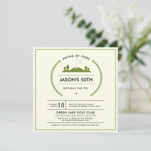 Golf Birthday Party Invitation Kaart (Staand voorkant)