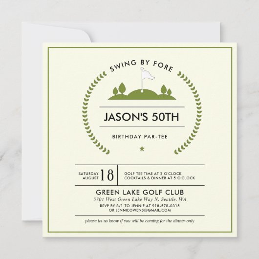 Golf Birthday Party Invitation Kaart (Voorkant)