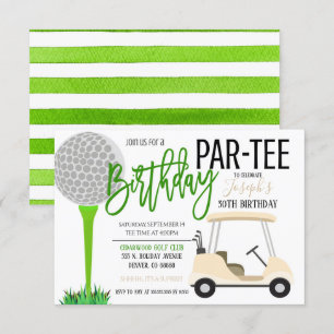 Golf Birthday Party Invitation Kaart