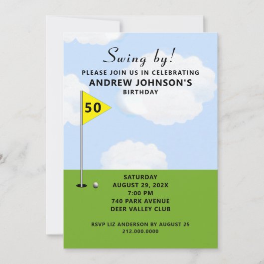 Golf Birthday Party Kaart (Voorkant)