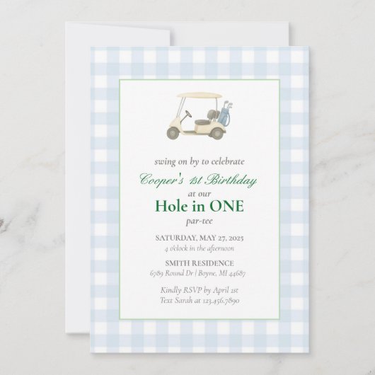 Golf Birthday Party Kaart (Voorkant)