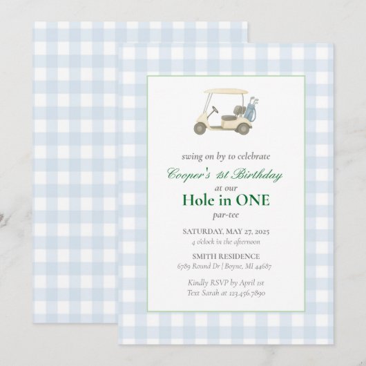 Golf Birthday Party Kaart (Voorkant / Achterkant)