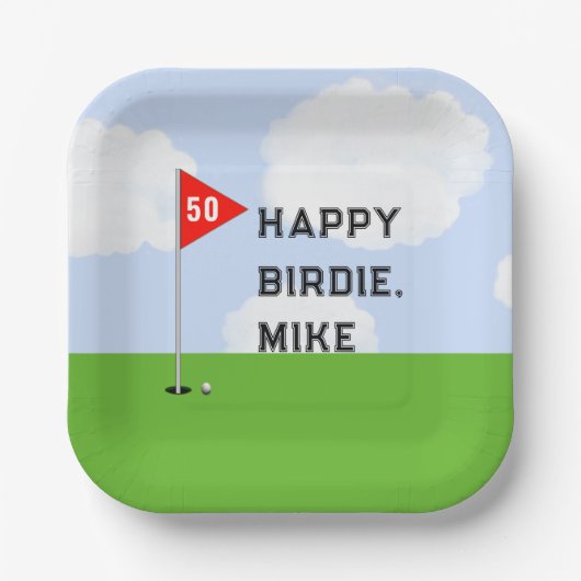 Golf Birthday Party Papieren Bordje (Voorkant)
