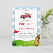 Golf Birthday Party Retirement Blue Waterverf Kaart (Staand voorkant)