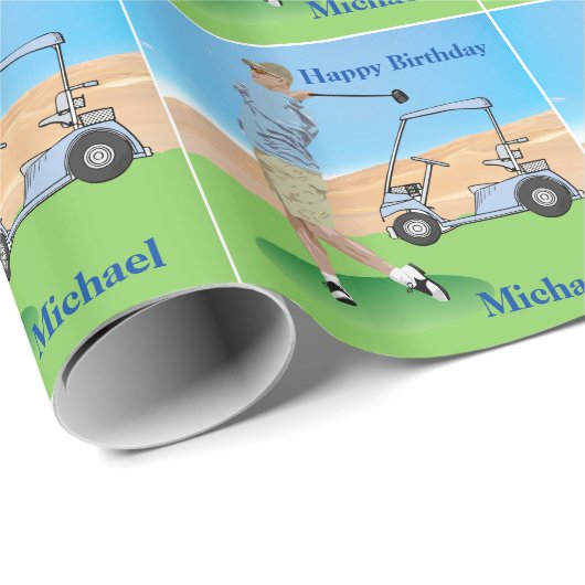 Golf Birthday Personalized Gift Cadeaupapier (Rol Hoek)