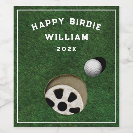 Golf Birthday Wine Label Wijn Etiket (Enkel label)