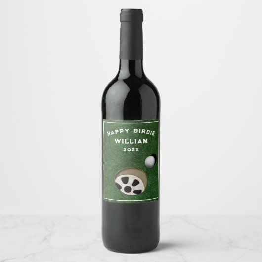 Golf Birthday Wine Label Wijn Etiket (Voorkant)