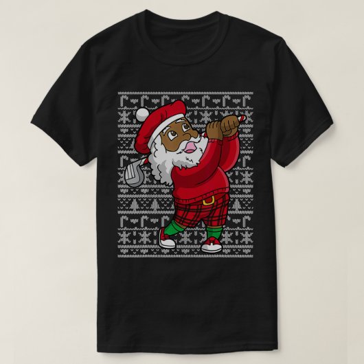 Golf Black African Santa Claus Golfing Ch T-shirt (Design voorkant)