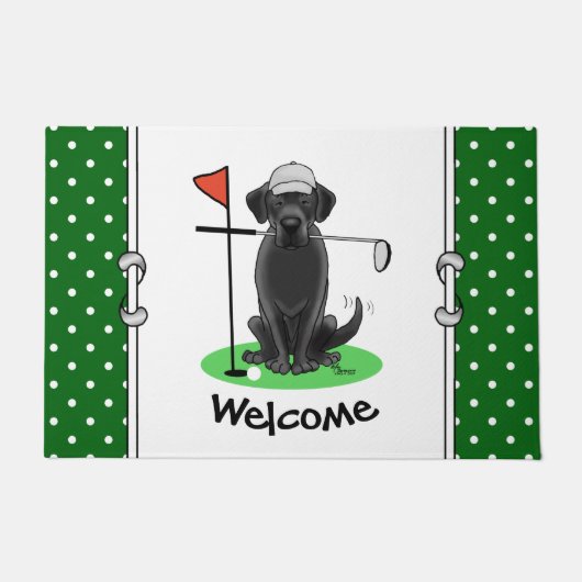 Golf Black Labrador Retriever Dog - Cute Deurmat (Voorkant)