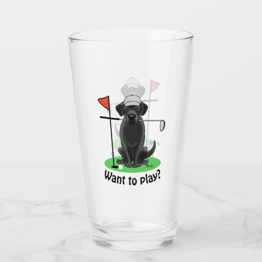 Golf Black Labrador Retriever Dog - Cute Glas (Achterkant)