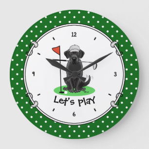 Golf Black Labrador Retriever Dog - Cute Grote Klok