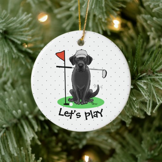 Golf Black Labrador Retriever Dog - Cute Keramisch Ornament (Boom)