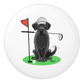 Golf Black Labrador Retriever Dog - Cute Keramische Knop (Voorkant)