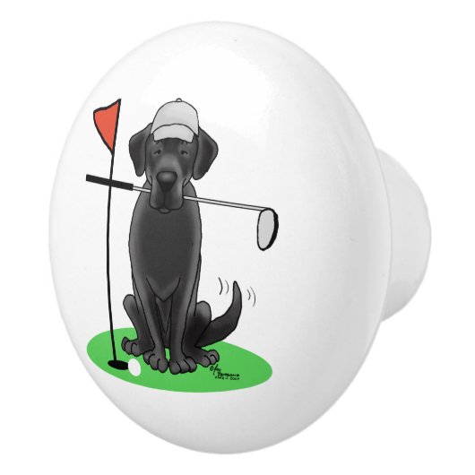 Golf Black Labrador Retriever Dog - Cute Keramische Knop (Rechts)