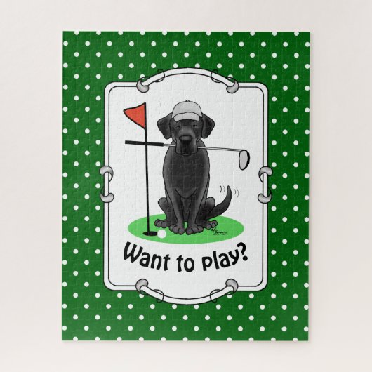 Golf Black Labrador Retriever Dog - Cute Legpuzzel (Verticaal)