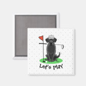Golf Black Labrador Retriever Dog - Cute Magneet (Voorkant / Achterkant)