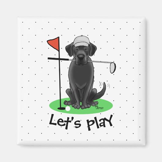 Golf Black Labrador Retriever Dog - Cute Magneet (Voorkant)