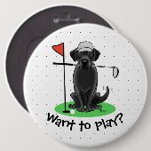Golf Black Labrador Retriever Dog - Cute Ronde Button 6,0 Cm (Voorkant /achterkant)
