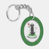 Golf Black Labrador Retriever Dog - Cute Sleutelhanger (Voorkant Links)