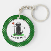Golf Black Labrador Retriever Dog - Cute Sleutelhanger (Achterkant)