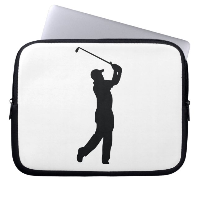 Golf Black Silhouette Shadow Laptop Sleeve (Voorkant)