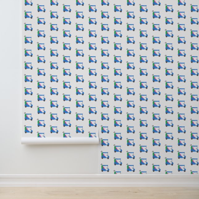 Golf Blauw Golfkar Golfer Preppy Behang (Applicatie)