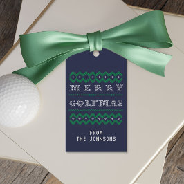 Golf Blauw Groen Vrolijk Golfmas Kerstcadeau Tags Cadeaulabel