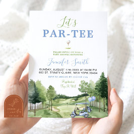 Golf Blauwe Jongen Baby Shower Par-Tee Uitnodiging