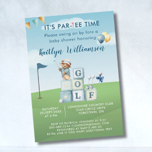 Golf Blauwe Jongens Baby Shower Uitnodiging