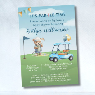 Golf Blauwe Jongens Baby Shower Uitnodiging