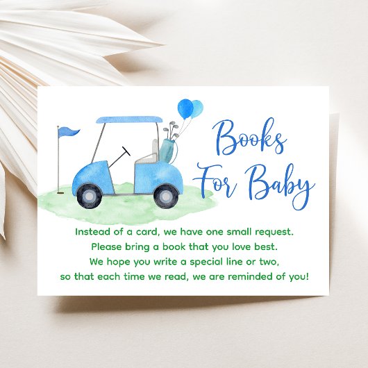 Golf Blue Boy Baby shower Boek Aanvraag Informatiekaartje