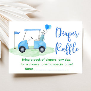 Golf Blue Boy Baby shower Luier Raffle Informatiekaartje