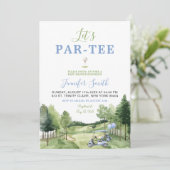 Golf Blue Boy Baby shower par-T-shirt uitnodiging (Staand voorkant)