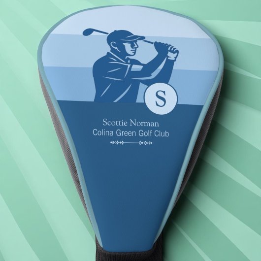 Golf Blue Golfer Head Hoesje Golfheadcover